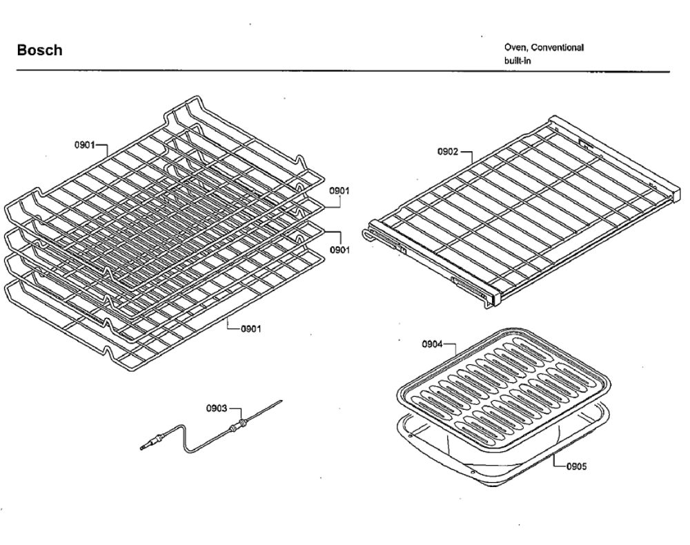 Rack Assembly Diagram and Parts List for HBLP651UC 02 Bosch Wall Oven