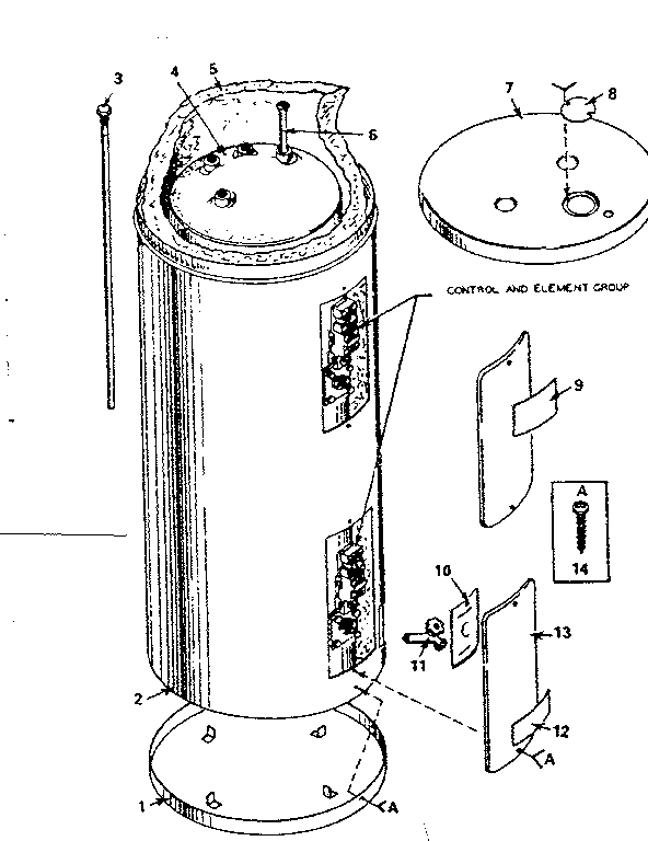 Non-functional Replacement Parts Diagram and Parts List for 153325160  Kenmore Water Heater