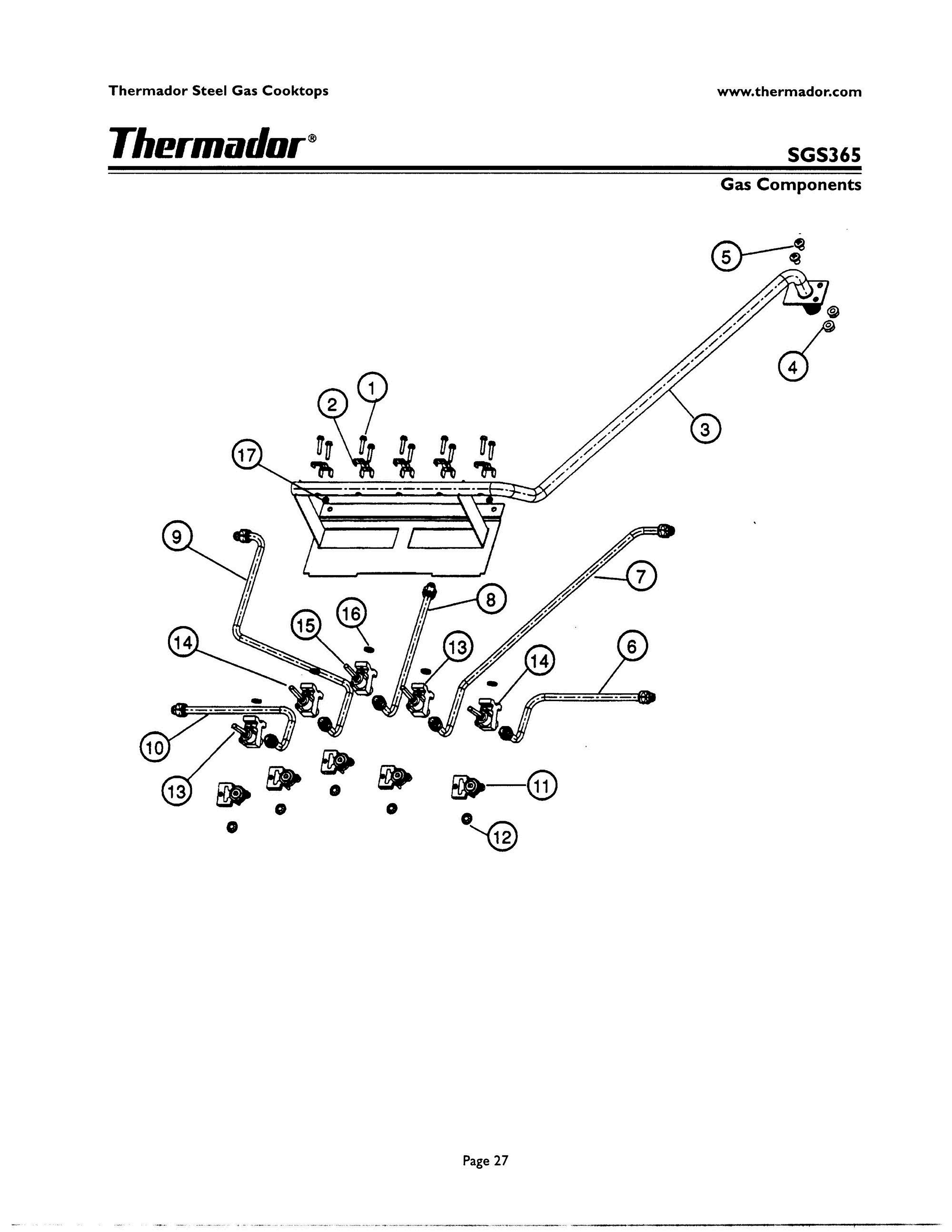 26 - GAS COMPONENTS Diagram and Parts List for SGS365ZB  Bosch Range