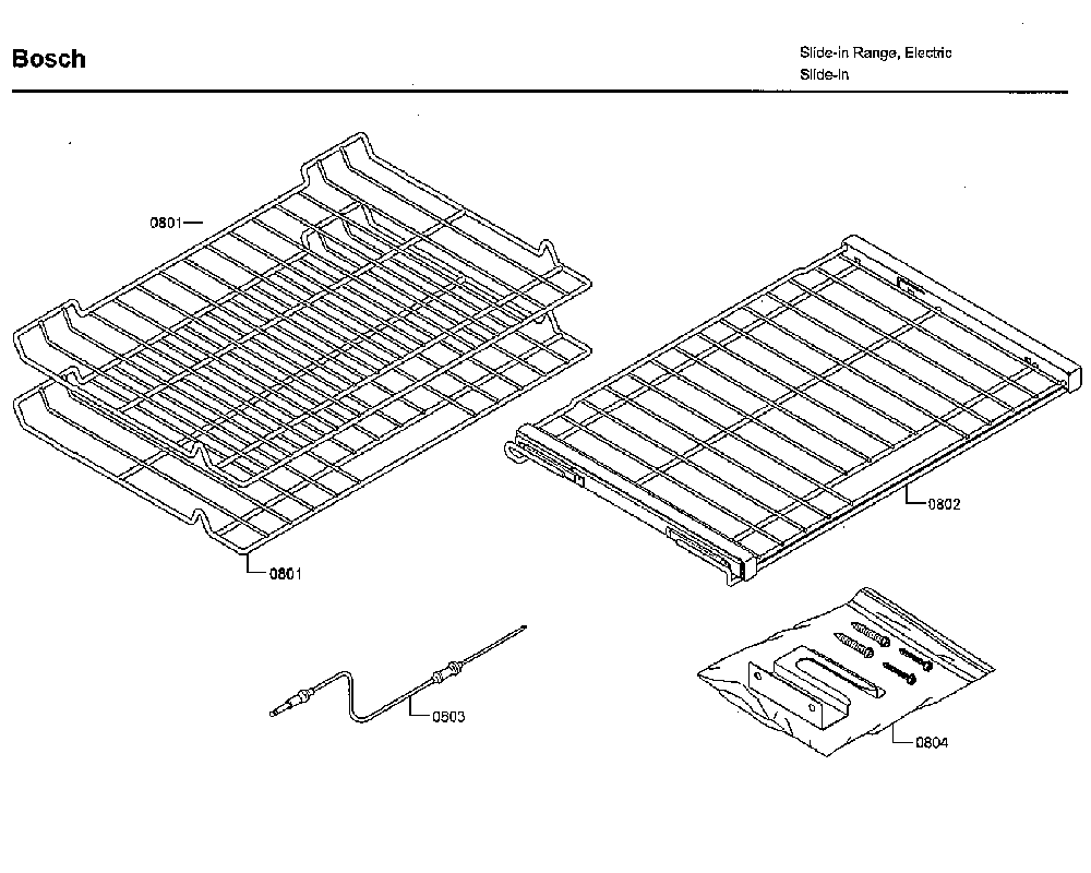 Shelfs Diagram and Parts List for HIIP054U 05 Bosch Range