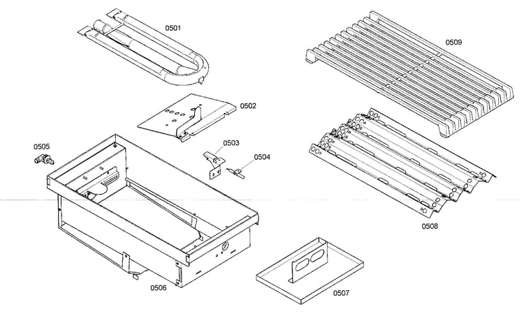 Griddle Diagram and Parts List for PRD486ELG01  Thermador Range