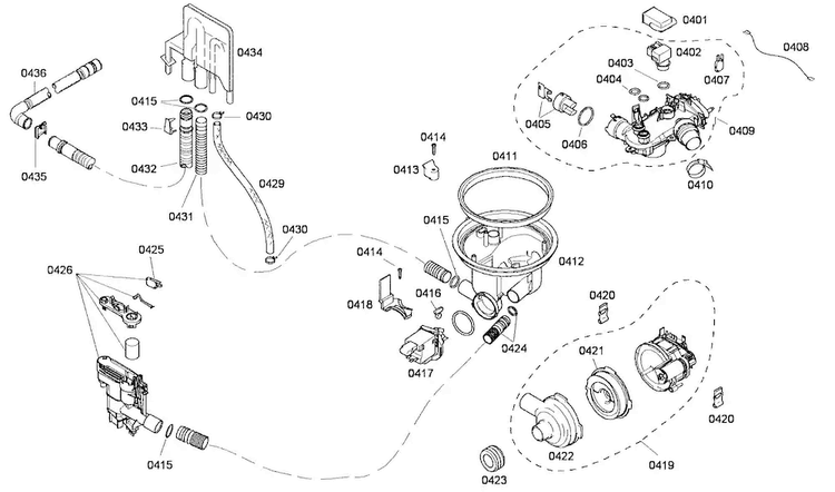 Pump Assy Diagram and Parts List for SHE65P06UC 53 Bosch Dishwasher