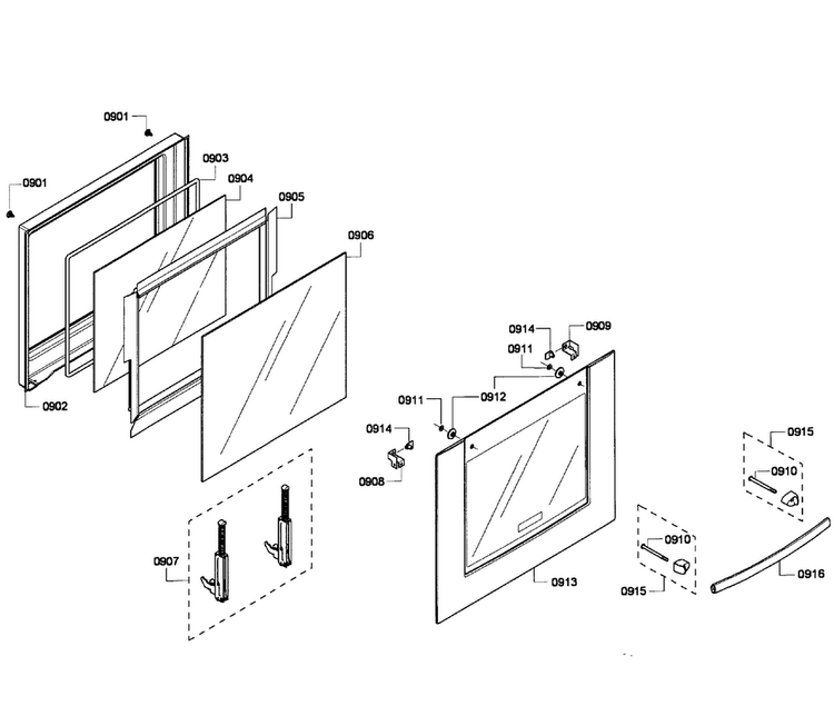 Oven Door Diagram and Parts List for HBL5760UC 04 Bosch Microwave