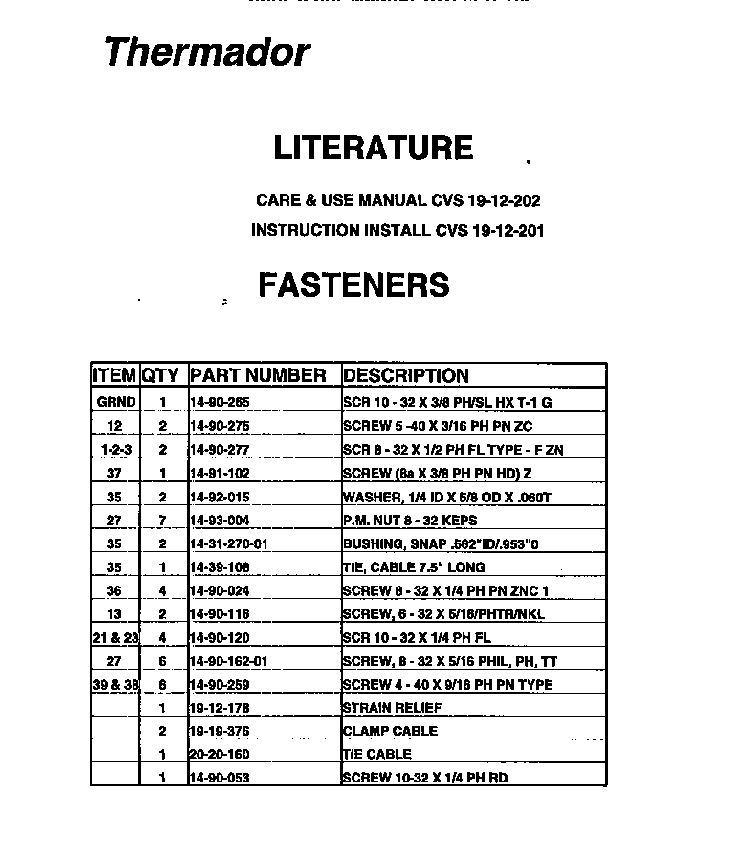 Section 3 Diagram and Parts List for CVS45RB  Thermador Range Hood