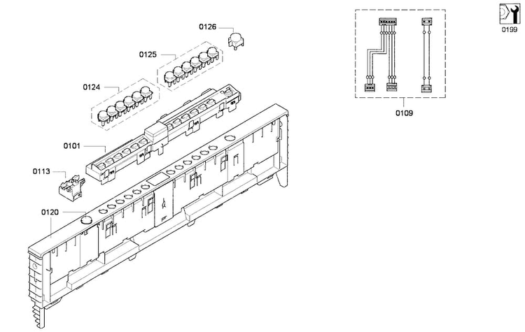 Control Panel Diagram and Parts List for DWHD650GFP 18 Thermador Dishwasher