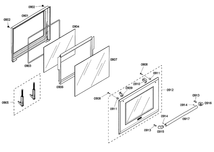 Oven Door Diagram and Parts List for POM301 02 Thermador Microwave
