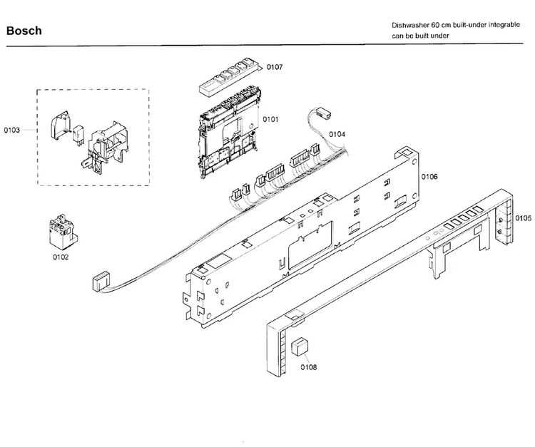 Control Panel Diagram and Parts List for SHX46A05UC 26 Bosch Dishwasher
