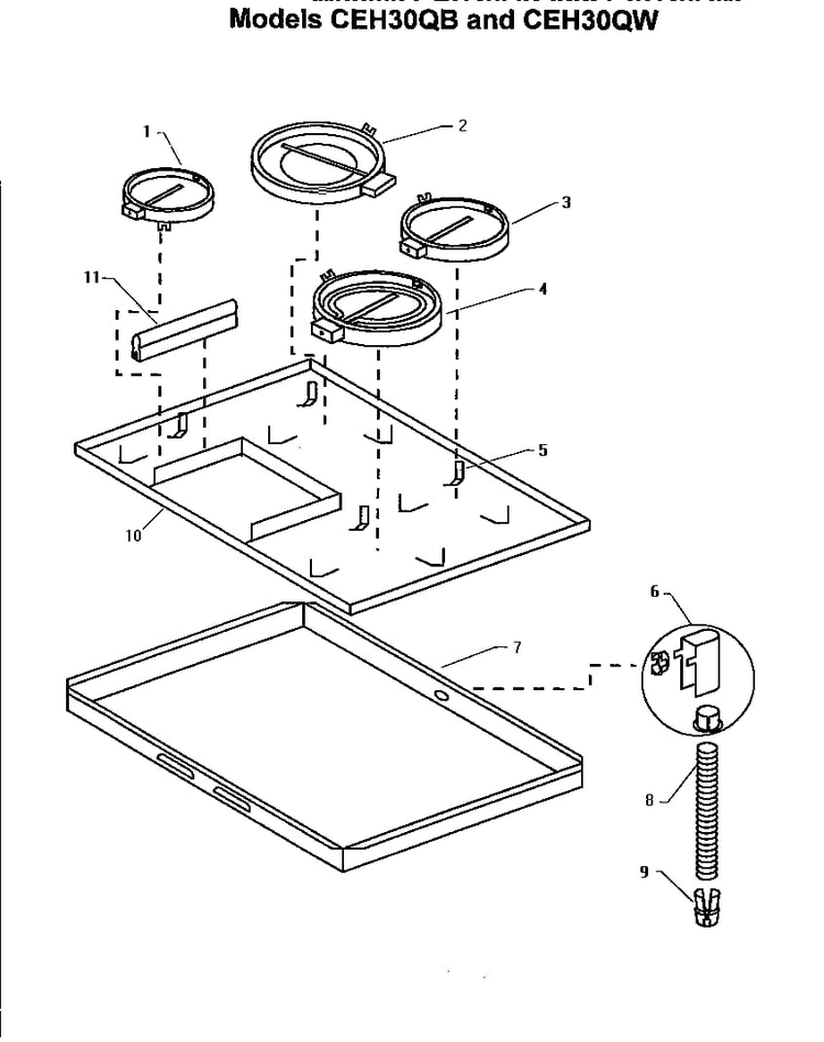 Models Ceh30qb And Ceh30qw Diagram and Parts List for CEH365Q  Thermador Cooktop