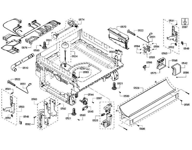 Base Section Diagram and Parts List for SHX5AV52UC 22 Bosch Dishwasher