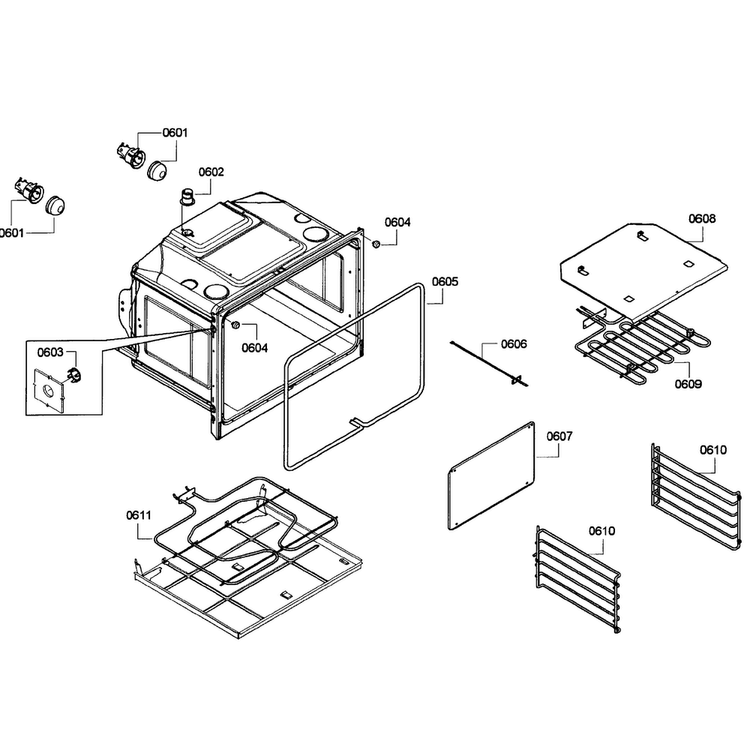 Oven Lower Diagram and Parts List for HBN5650UC 05 Bosch Wall Oven