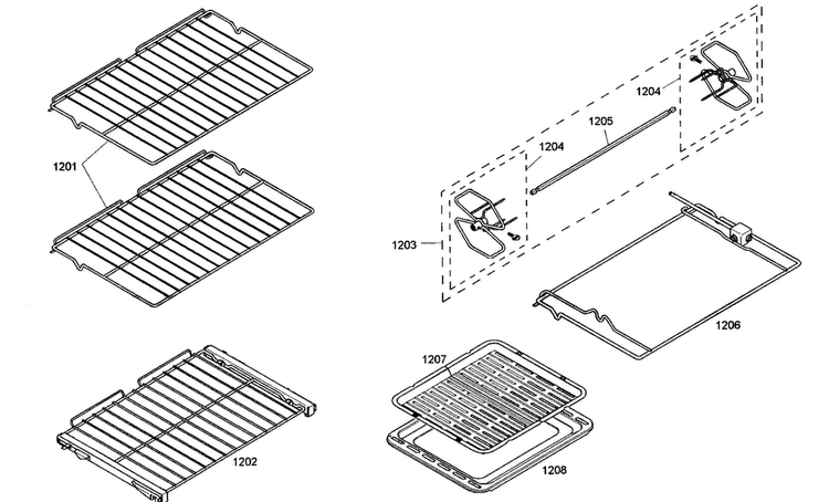 Racks Diagram and Parts List for POMW30101  Thermador Microwave