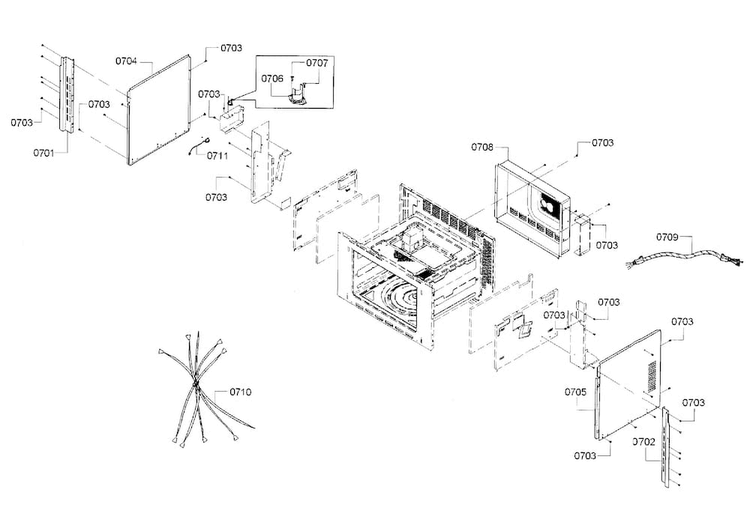 Cabinet Diagram and Parts List for HMC80251UC 01 Bosch Microwave