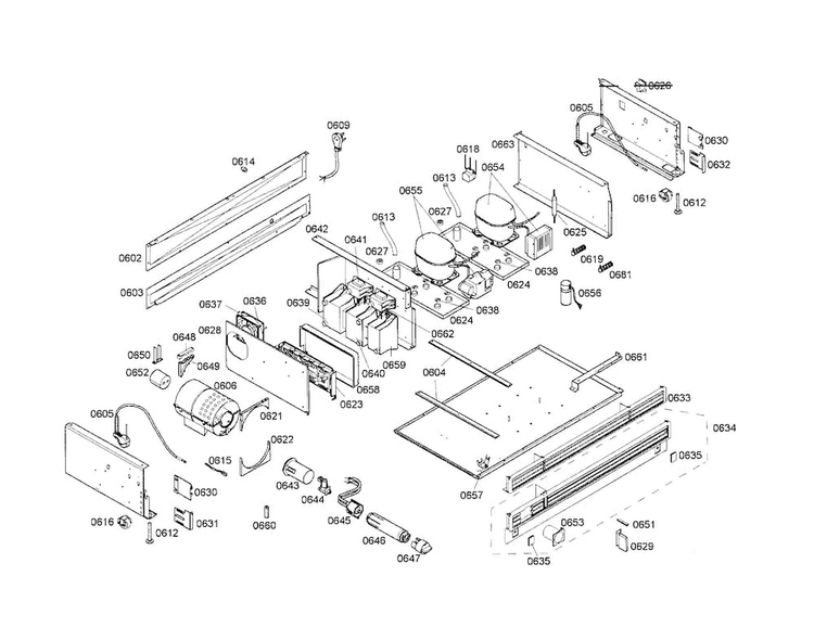 Compressor/condenser Diagram and Parts List for T36IT70NNP 04 Thermador Refrigerator
