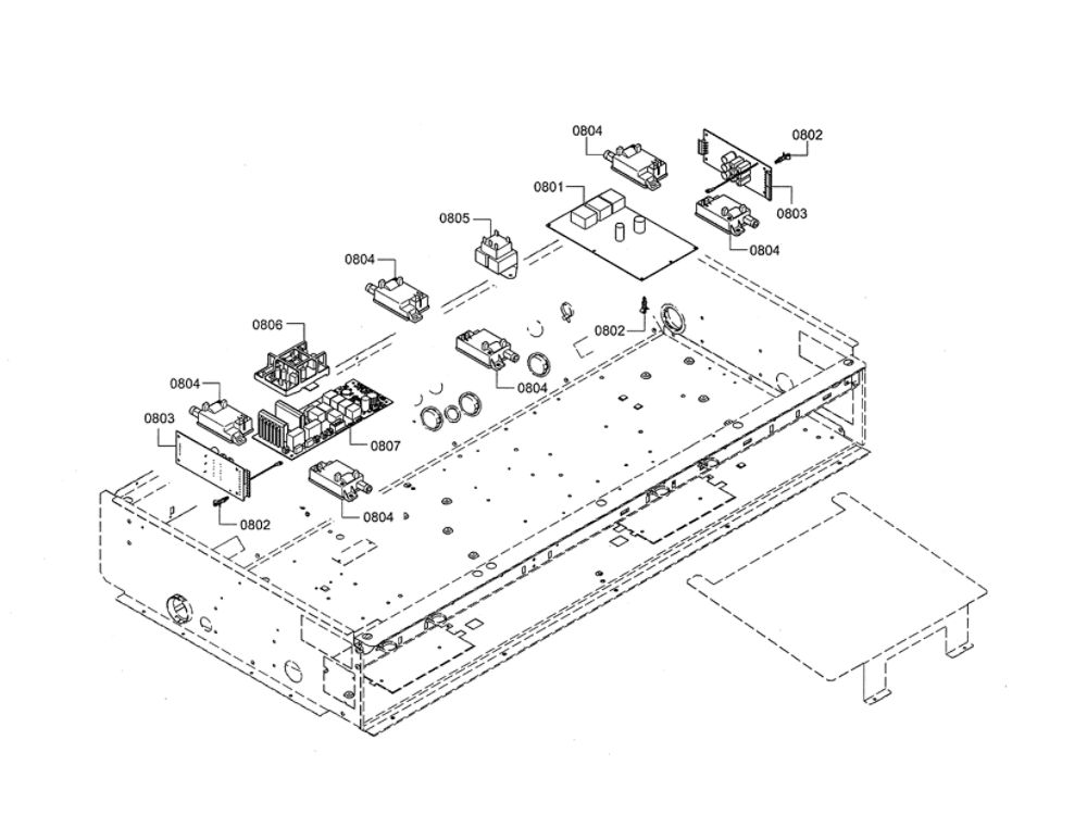 Main Board/Power Module Diagram and Parts List for PRD48JDSGU 11 Thermador Range