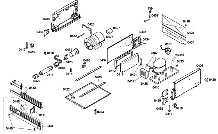 Compressor Diagram and Parts List for T18BF70FS-09  Thermador Freezer