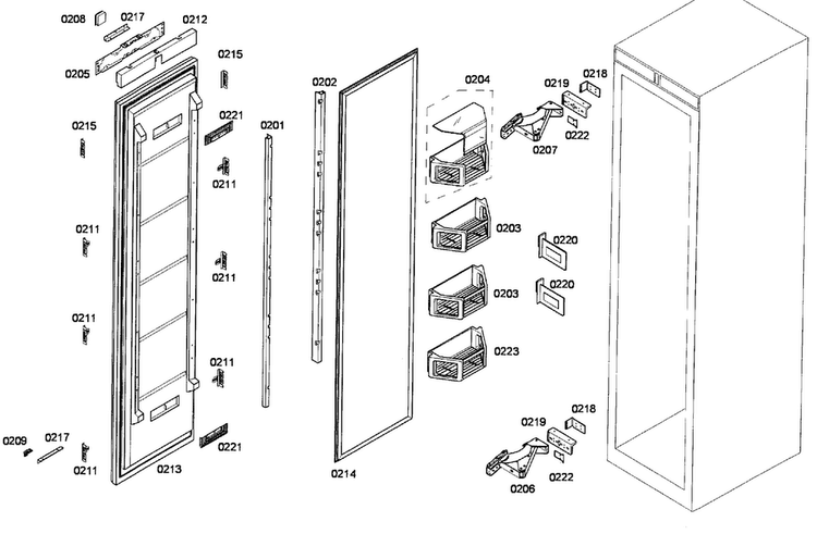 Door Assy Diagram and Parts List for T24IR70NSP 32 Thermador Refrigerator