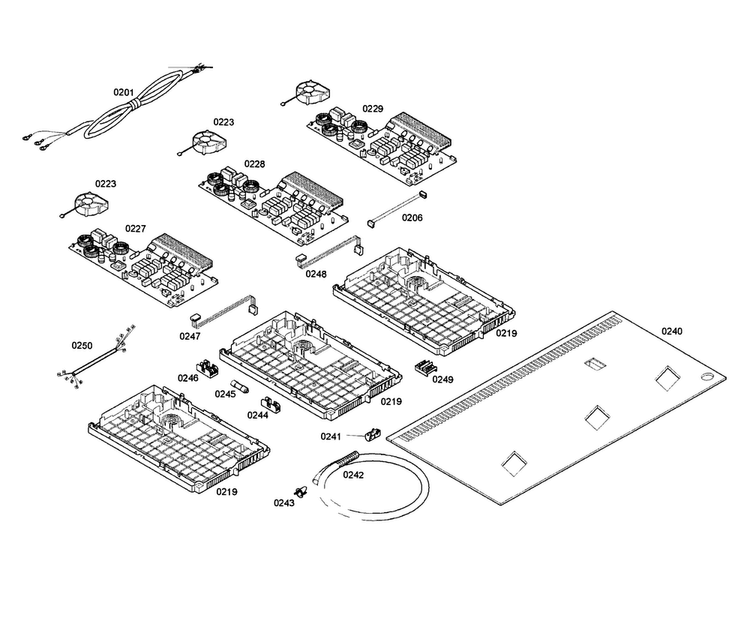 Pcb Assy Diagram and Parts List for NIT8653UC 01 Bosch Cooktop