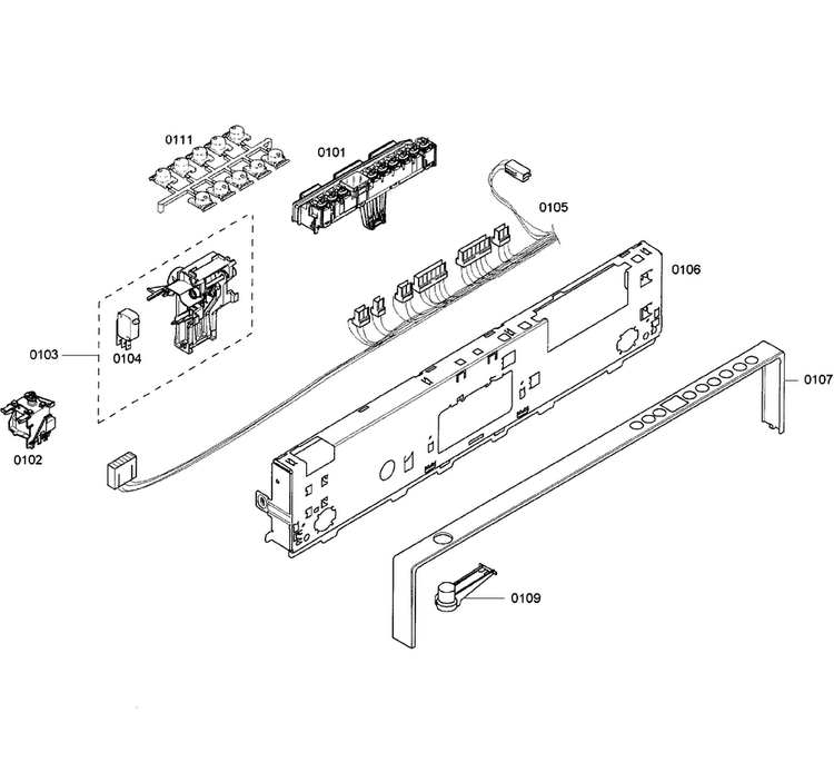 Control Panel Diagram and Parts List for SHX65P06UC 58 Bosch Dishwasher