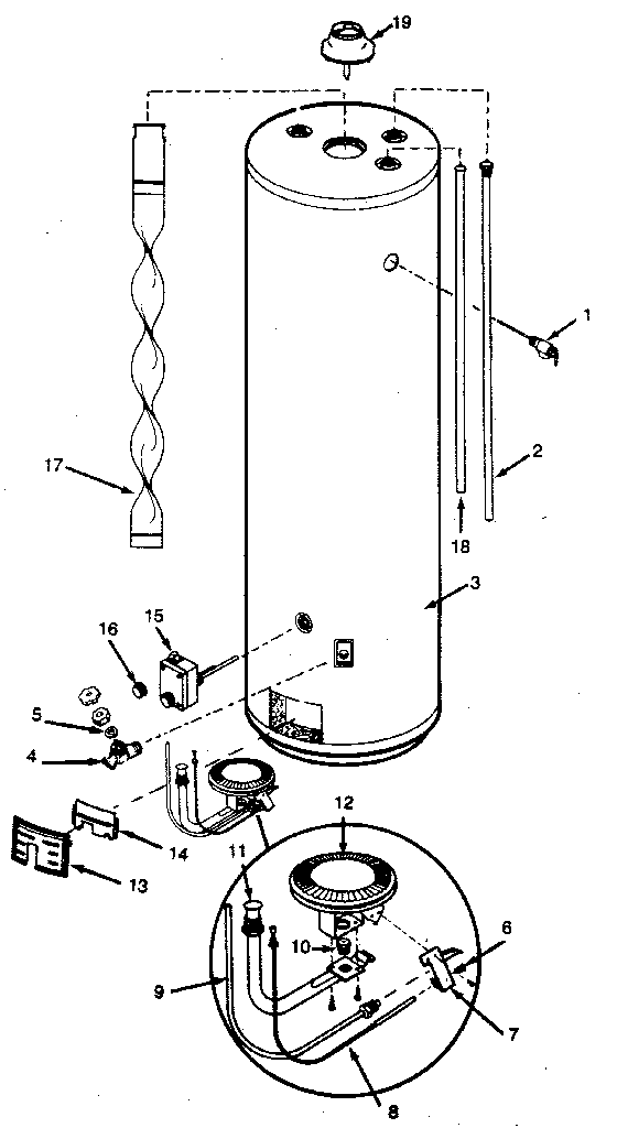 Replacement Parts Diagram and Parts List for 153333112  Kenmore Water Heater