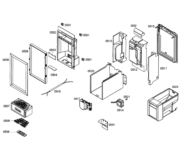Dispenser Diagram and Parts List for T18ID80NLP 22 Thermador Freezer