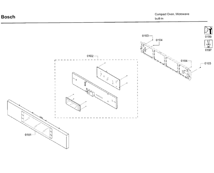 Control Panel Diagram and Parts List for HMC80152UC 01 Bosch Microwave