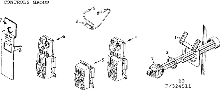 Controls Group Diagram and Parts List for 153324511  Kenmore Water Heater