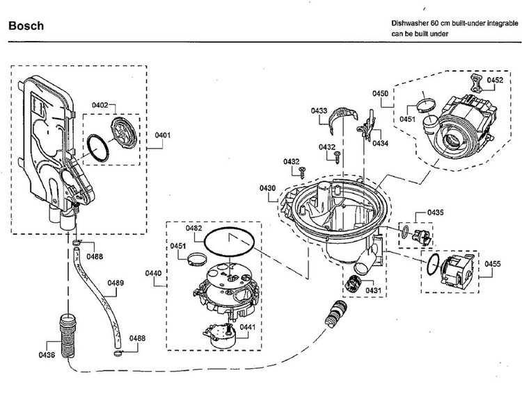 Pump Diagram and Parts List for SHXM65W55N 01 Bosch Dishwasher
