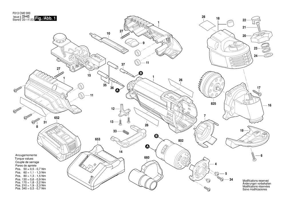 Diagram Diagram and Parts List for MM20V F 013 CM2 000 Bosch Multi-Tool