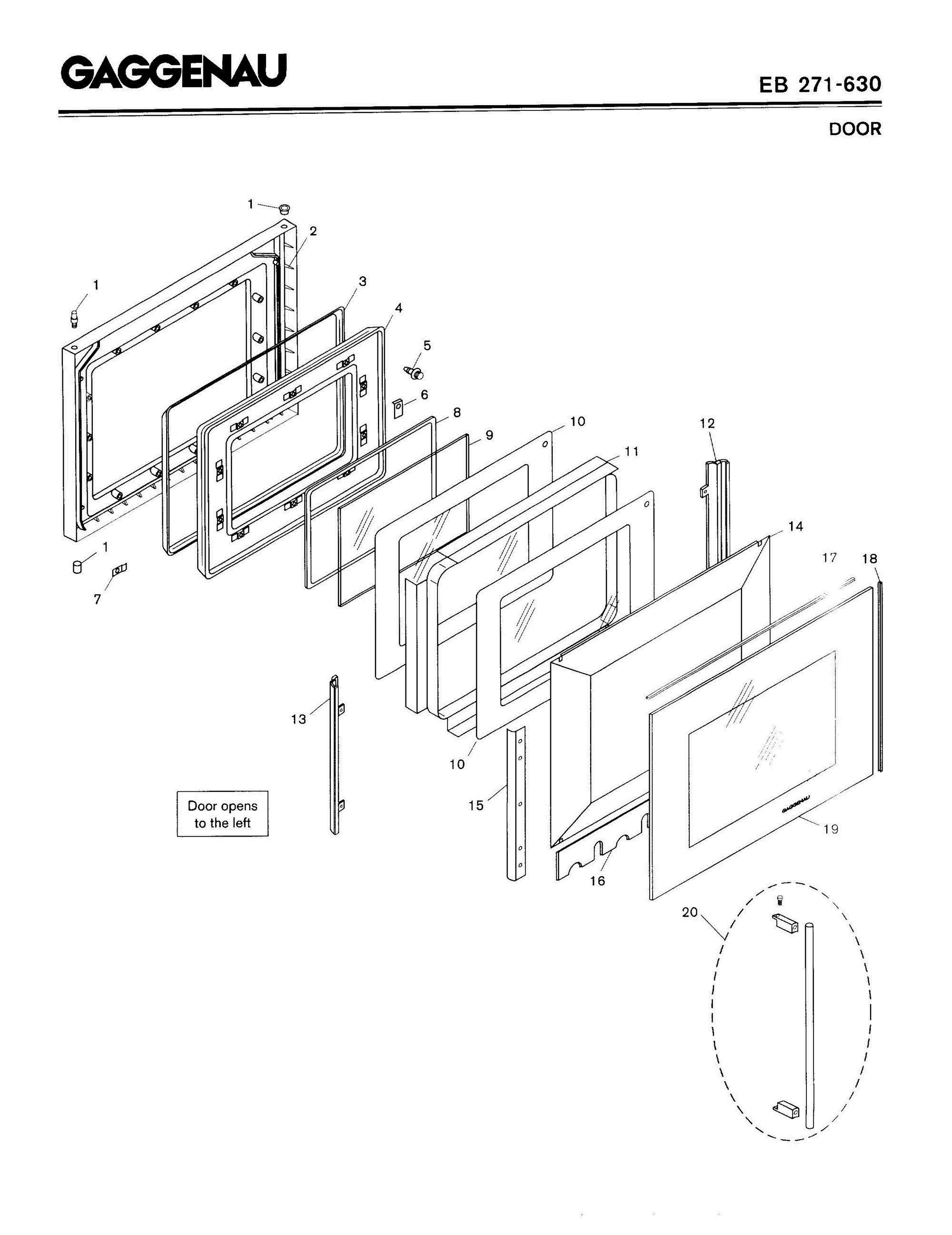 04 - DOOR Diagram and Parts List for EB271-630  Bosch Range