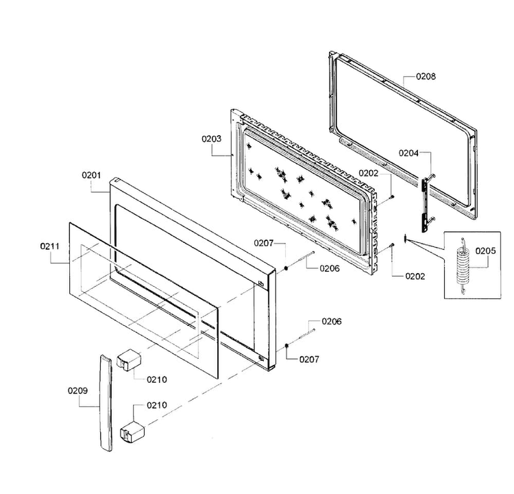 Door Diagram and Parts List for HMV3052U 02 Bosch Microwave
