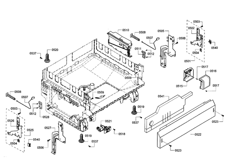 Base Diagram and Parts List for SHX3AR55UC 12 Bosch Dishwasher