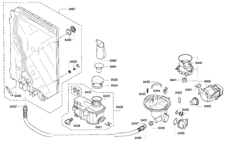 Pump Diagram and Parts List for DWHD650GPR 18 Thermador Dishwasher