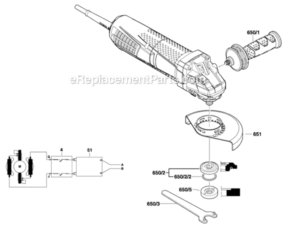 Page B Diagram and Parts List for AG40-85PD  Bosch Angle Grinder