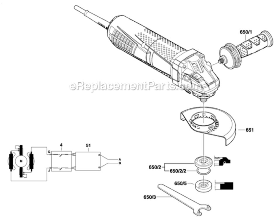 Page B Diagram and Parts List for AG40-85P  Bosch Angle Grinder