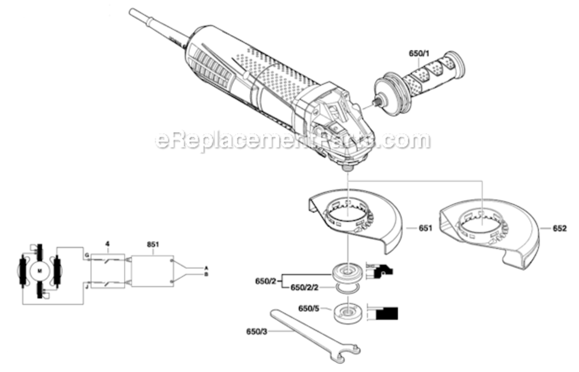 Page B Diagram and Parts List for AG60-125PD  Bosch Angle Grinder