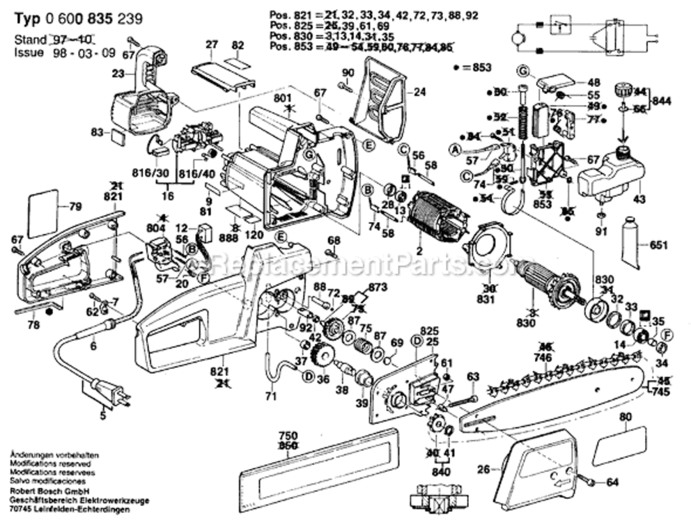 Page A Diagram and Parts List for AKE40B 0600835239 Bosch Chainsaw