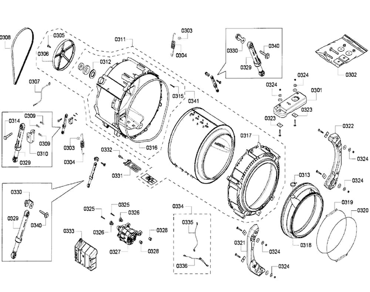 Drum Diagram and Parts List for WFVC6450UC 20 Bosch Washer