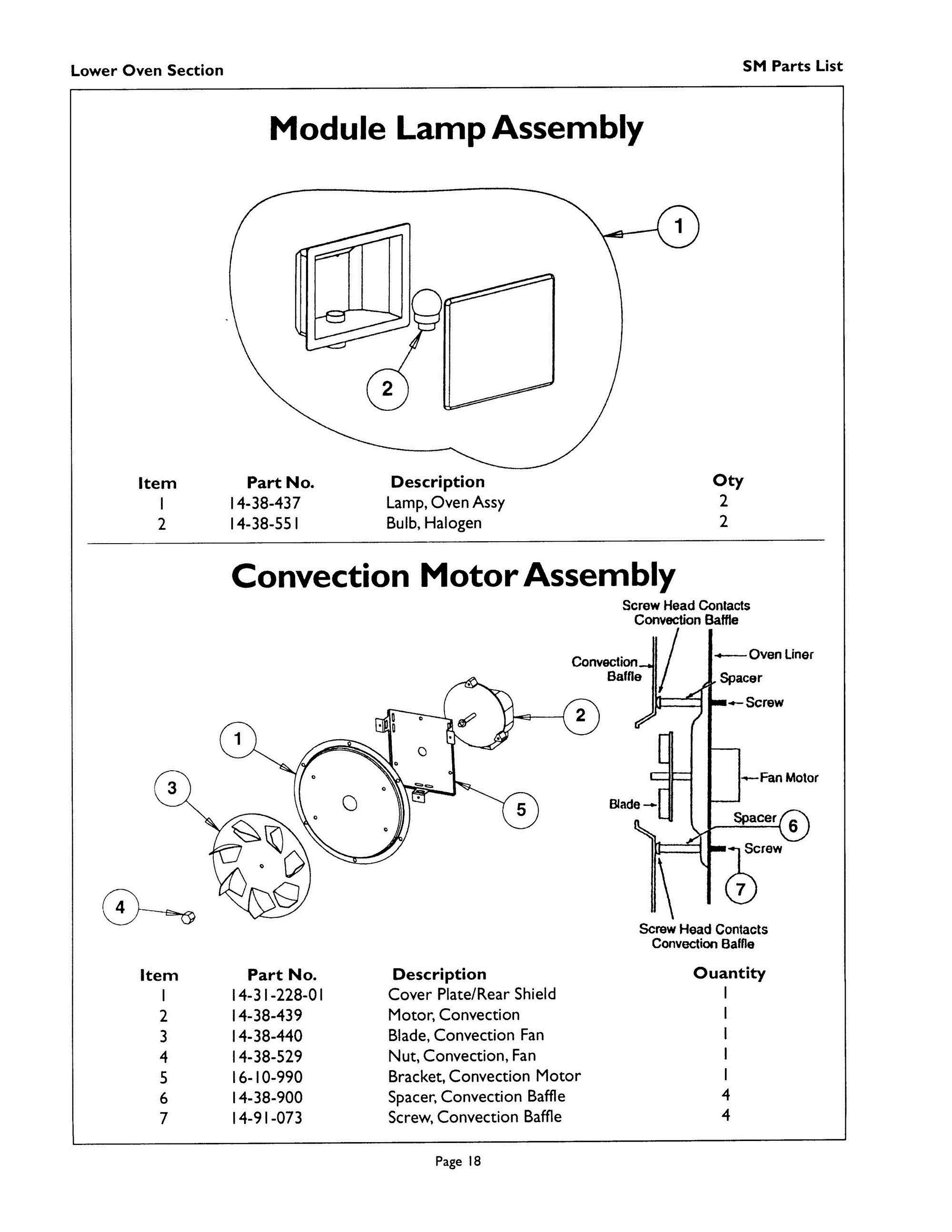 18 - LAMP, CONVECTION MOTOR Diagram and Parts List for SM272B  Bosch Range
