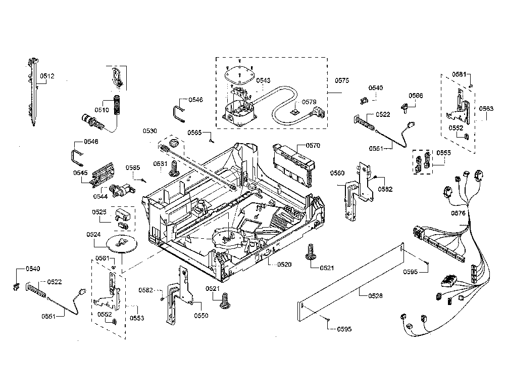 Base/power cord Diagram and Parts List for SHP865WF6N 01 Bosch Dishwasher