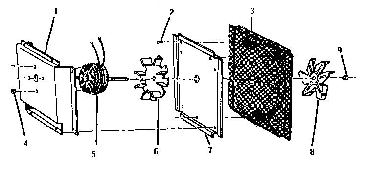 Convection Blower Assembly Diagram and Parts List for CMT231S  Thermador Microwave