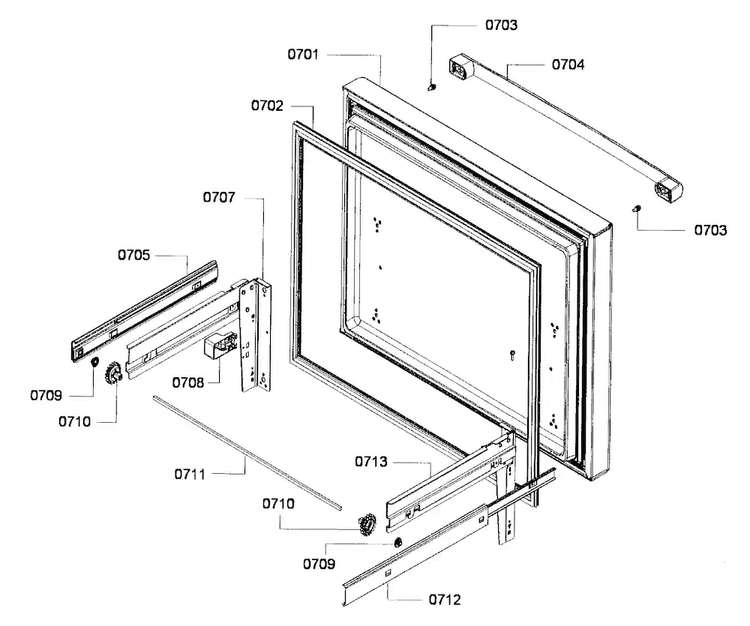 Freezer Door Diagram and Parts List for B26FT70SNS 01 Bosch Refrigerator