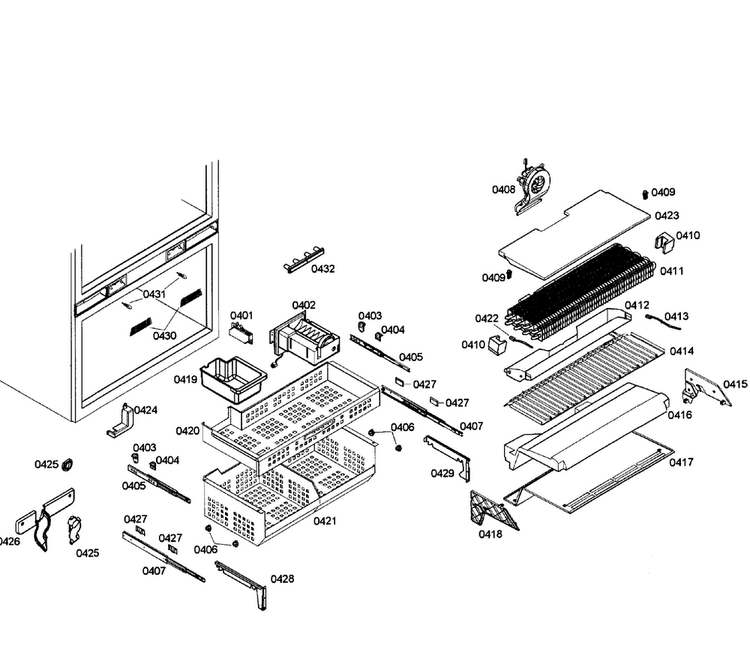 Freezer Diagram and Parts List for T36IT71NNP 07 Thermador Refrigerator