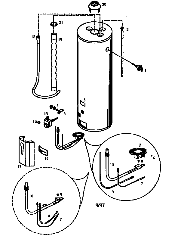65 Gallon Diagram and Parts List for 153338860  Kenmore Water Heater