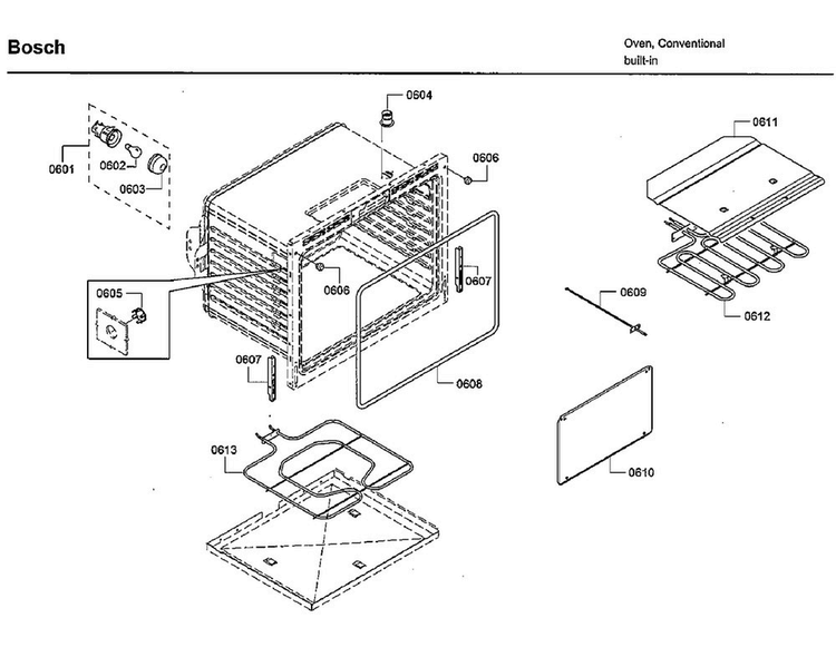 Cavity 2 Diagram and Parts List for HBL8661UC 02 Bosch Wall Oven