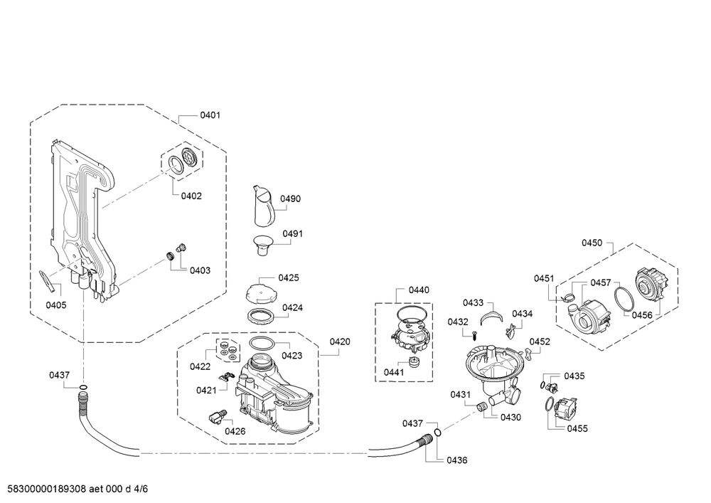 Diagram 4 Diagram and Parts List for SPX68U55UC-42  Bosch Dishwasher
