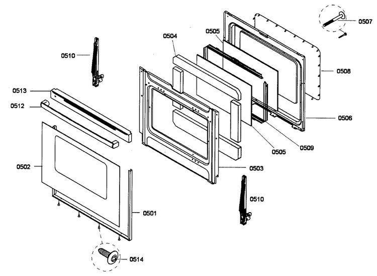 Door Assy Diagram and Parts List for HGS3063UC 01 Bosch Range