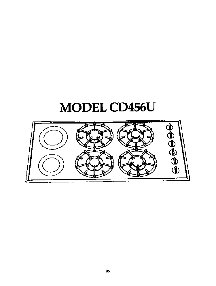 Cooktop Diagram and Parts List for CD456U  Thermador Cooktop
