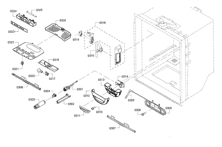 Refrigerator Assy Diagram and Parts List for B22CT80SNP 01 Bosch Refrigerator