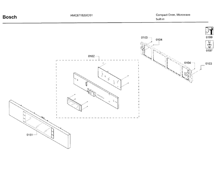 Control Panel Diagram and Parts List for HMC87152UC 01 Bosch Microwave