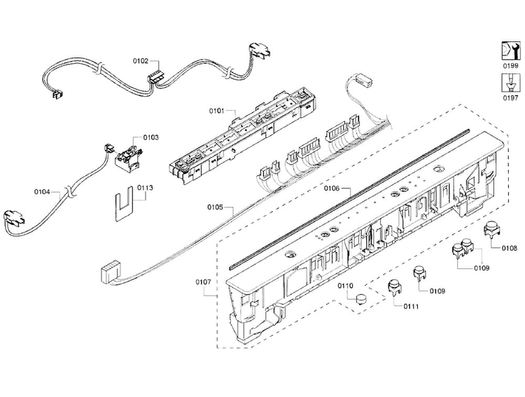 Control Panel Diagram and Parts List for SHX3AR72UC 19 Bosch Dishwasher